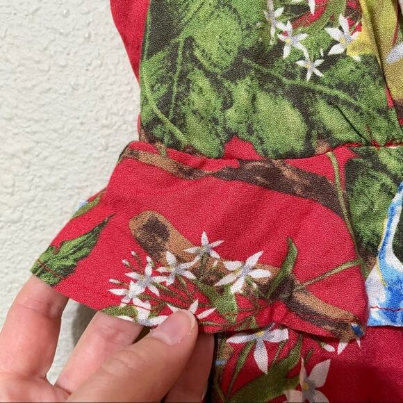 Everly Red Floral Ruffled Mini Dress Womens S Summer Sundress Girly Tropical - Picture 5 of 8